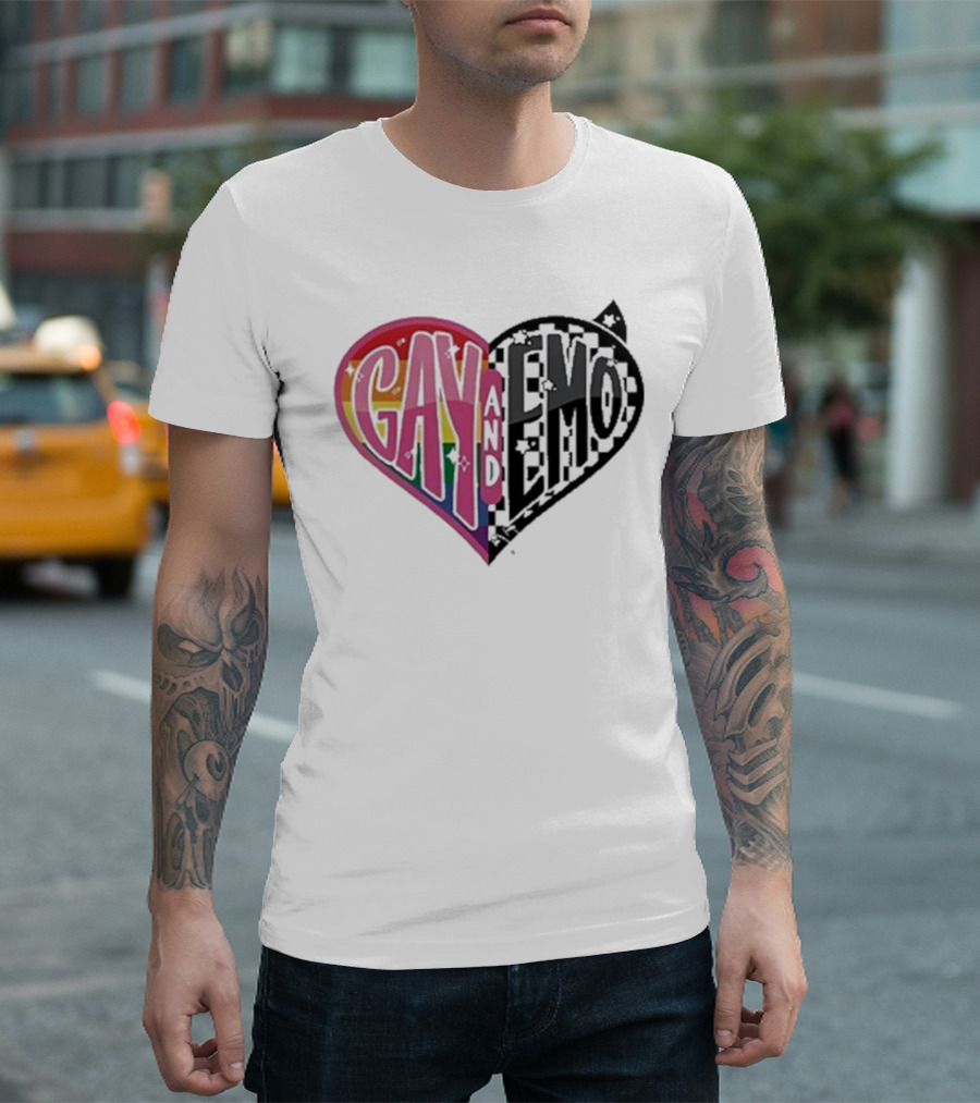 Gay And Emo Rainbow Heart T-Shirt