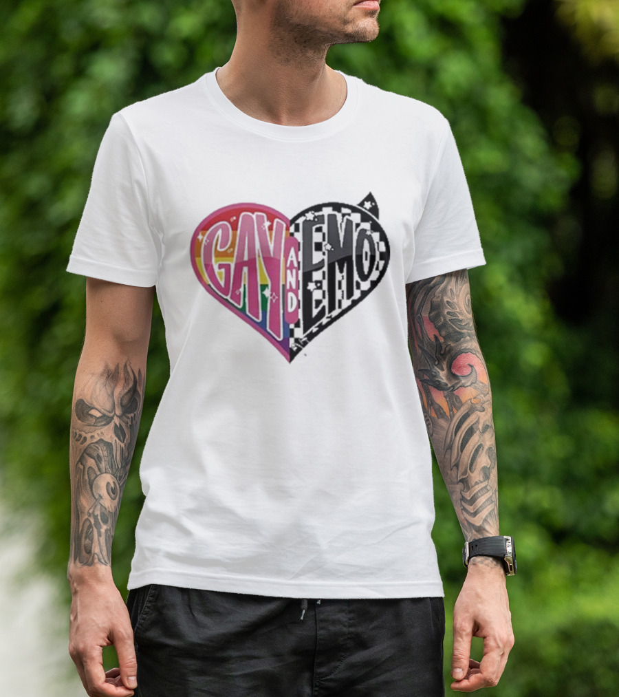 Gay And Emo Rainbow Heart T-Shirt