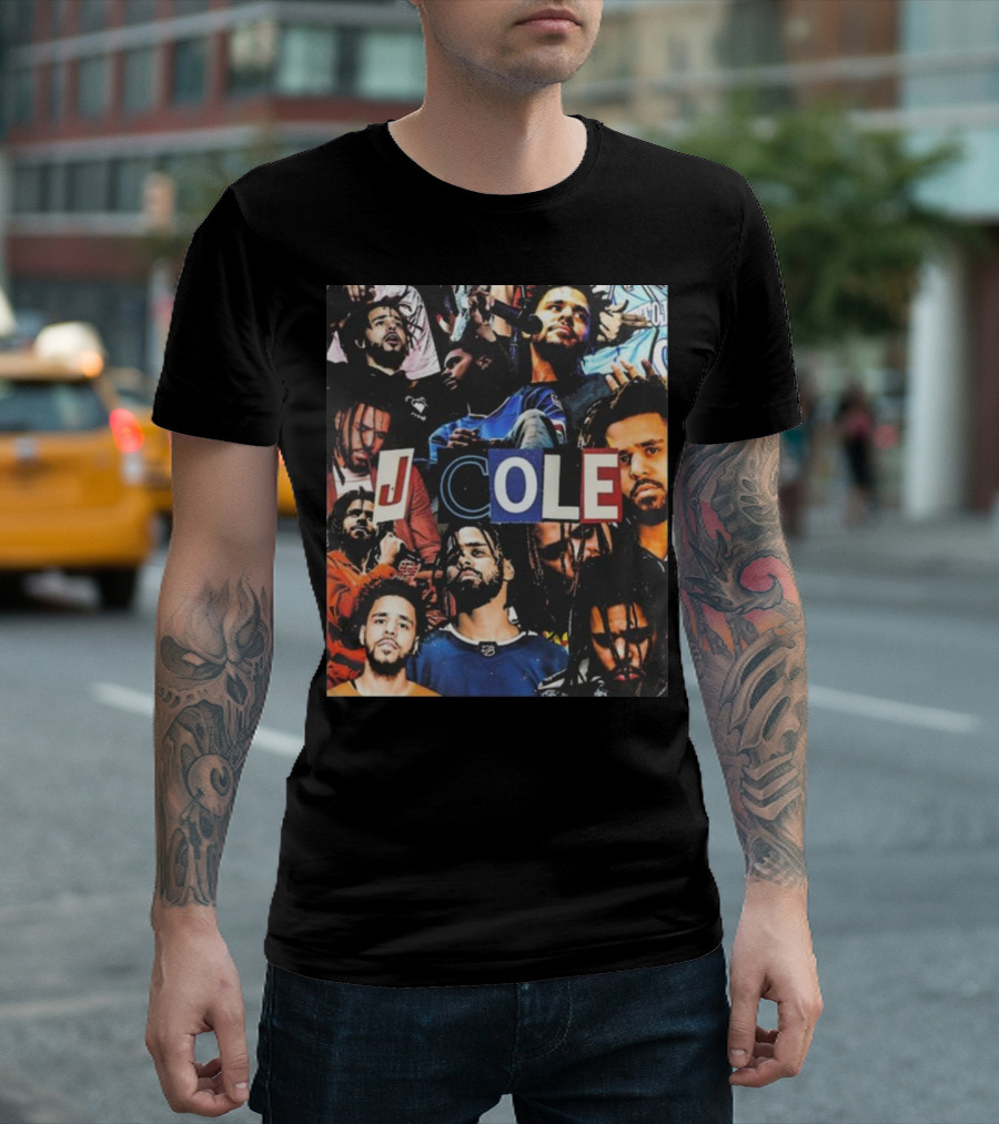 J Cole Rapper Collage Vintage Cool Style Fan Photo T-Shirt