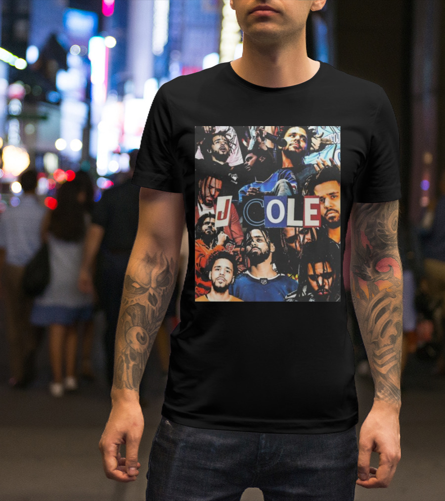 J Cole Rapper Collage Vintage Cool Style Fan Photo T-Shirt