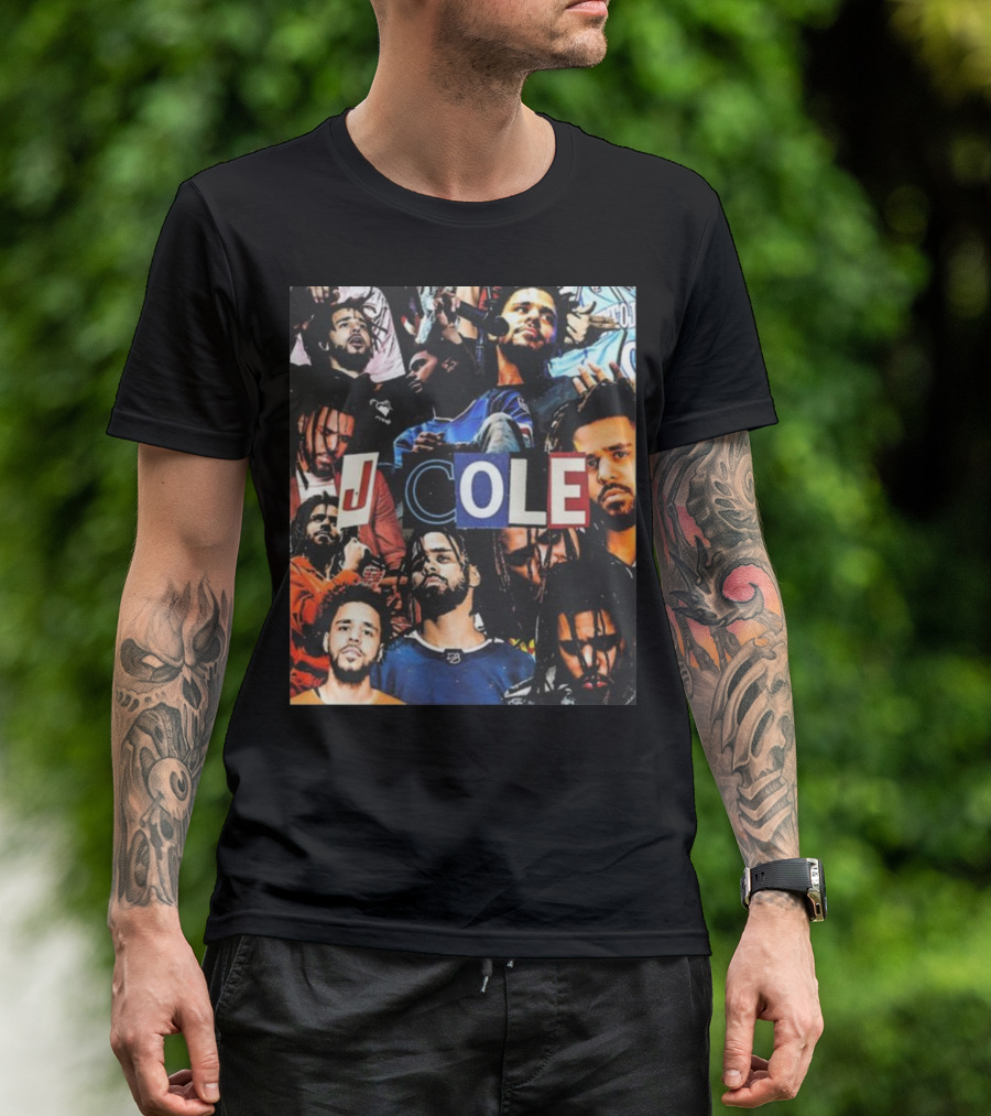 J Cole Rapper Collage Vintage Cool Style Fan Photo T-Shirt