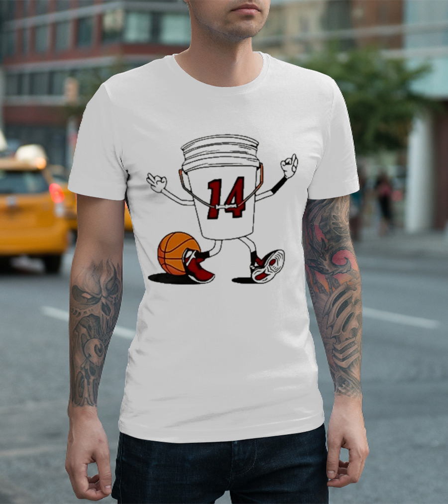 Basketball Bucket Character with Number 14 and Shoes T-Shirt