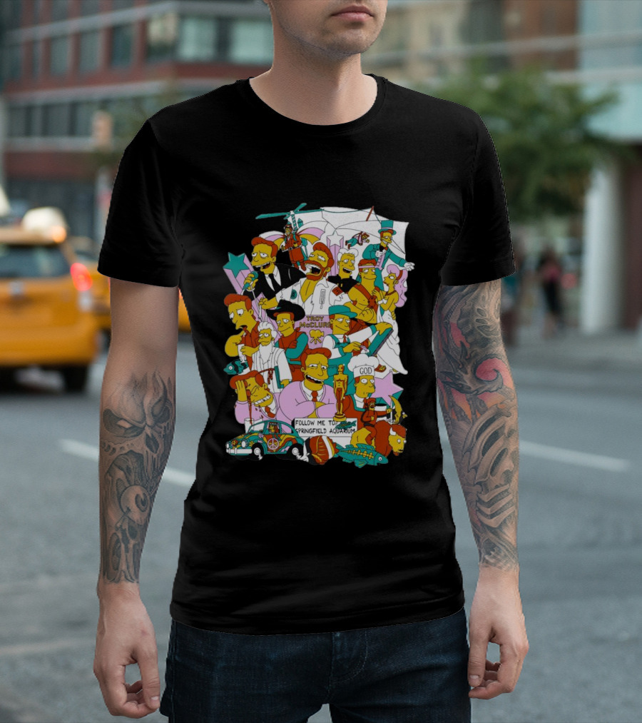 hI I’m troy mcclure follow me to Springfield Aquarium Simpsons T-Shirt