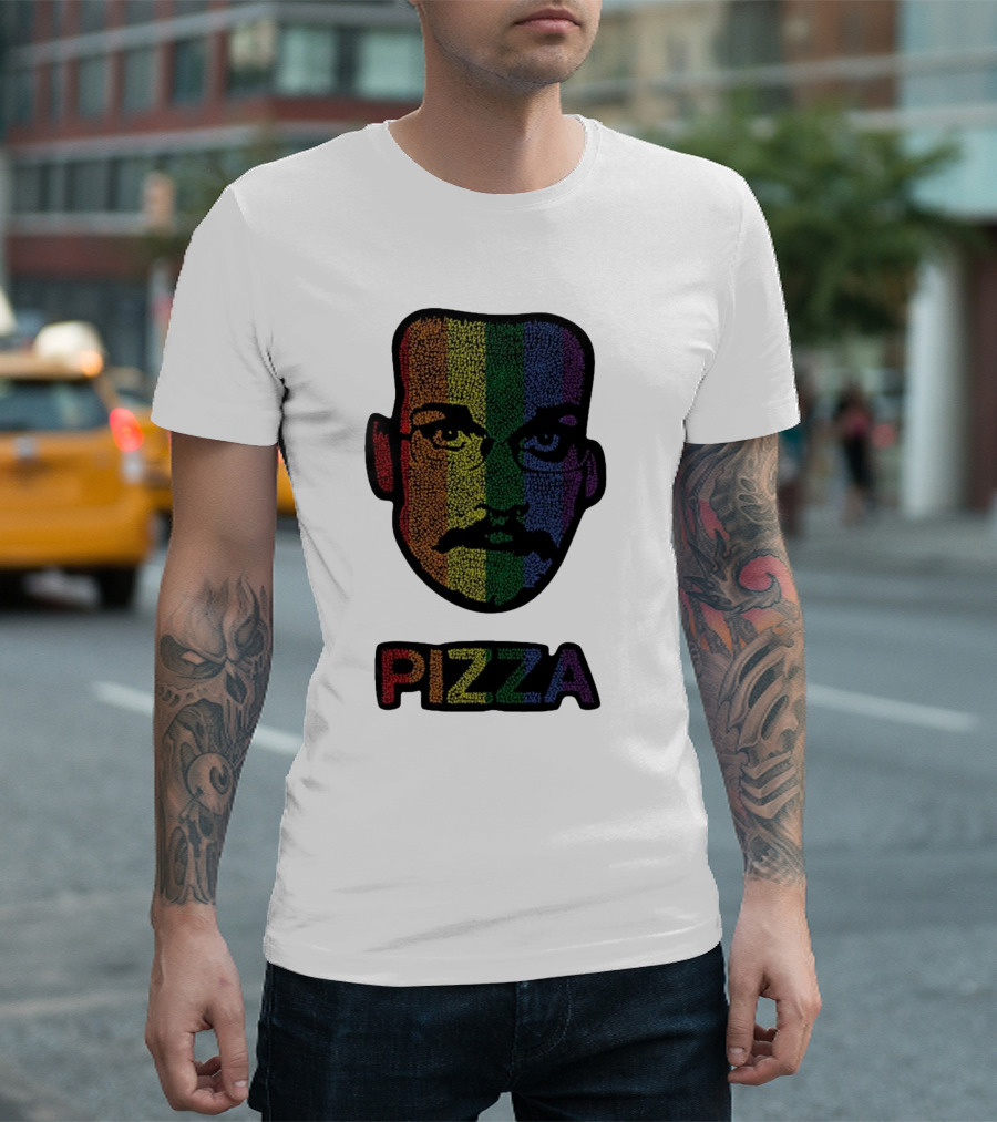 Pizza John Pride Rainbow Face T-Shirt
