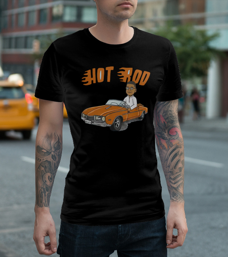 Hot Rod Flame Letters Cartoon Car T-Shirt