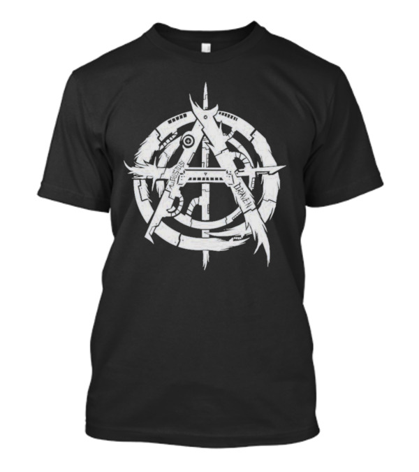 Relentless Driven Anarchy Symbol Silver And Blue T-Shirt