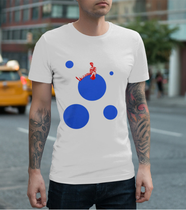 Harry's Styles Merch Red Figure Blue Polka Dot T-Shirt