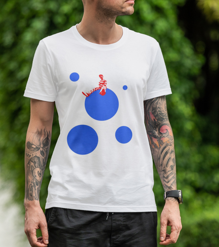 Harry's Styles Merch Red Figure Blue Polka Dot T-Shirt