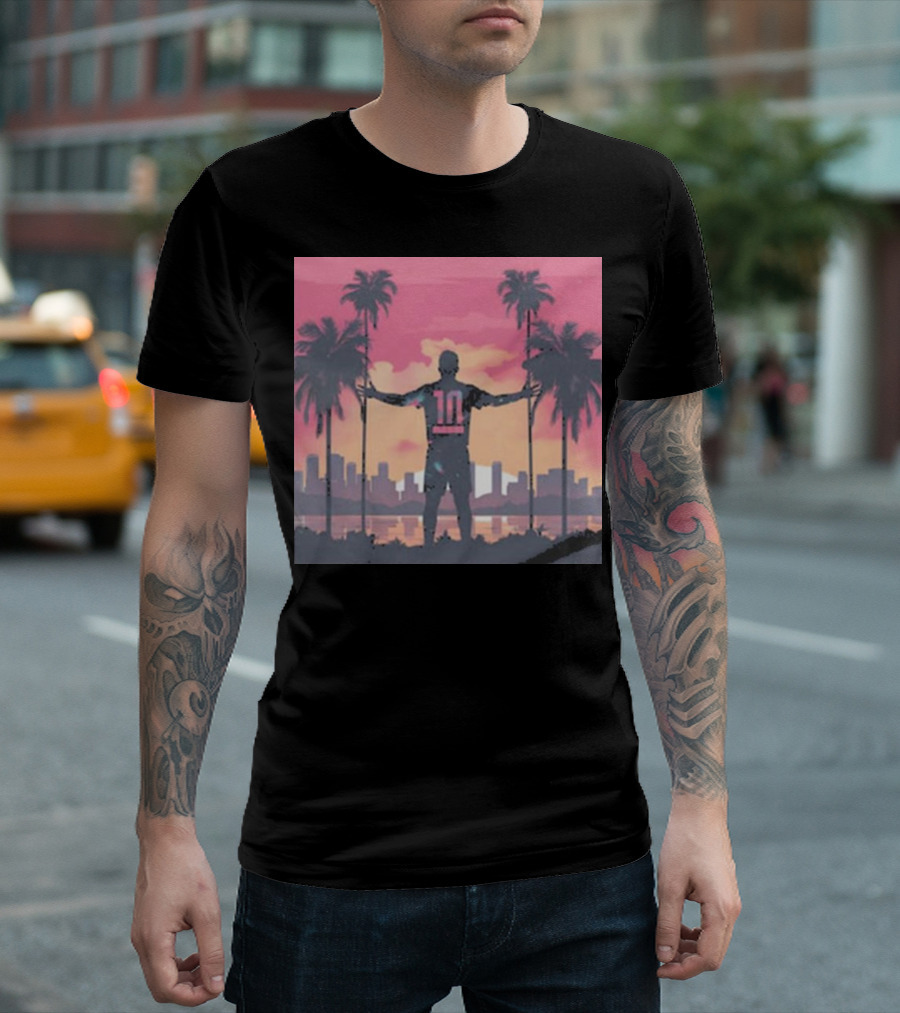 Messi Miami Inter Miami FC Soccer Palms Sunset Skyline 10 T-Shirt
