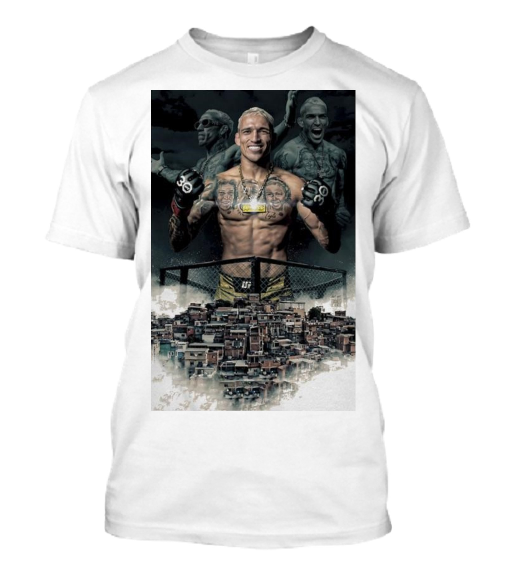 Charles Oliveira UFC Champion In Favela Background T-Shirt