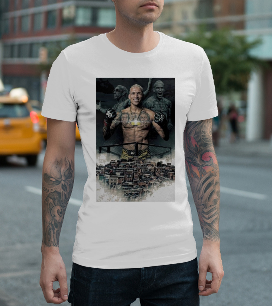 Charles Oliveira UFC Champion In Favela Background T-Shirt