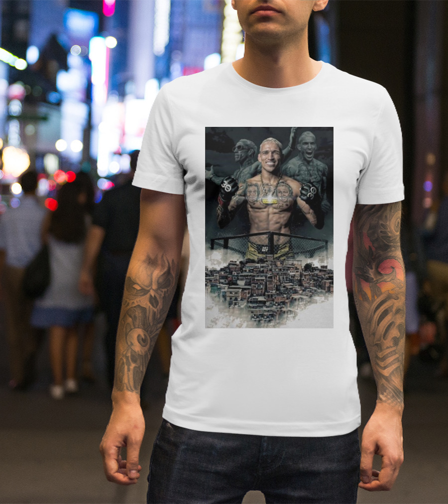 Charles Oliveira UFC Champion In Favela Background T-Shirt