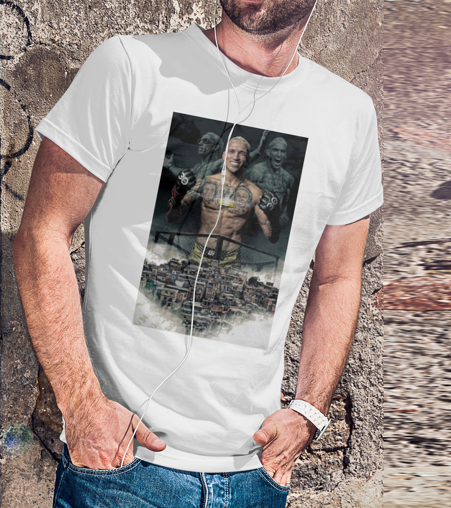 Charles Oliveira UFC Champion In Favela Background T-Shirt
