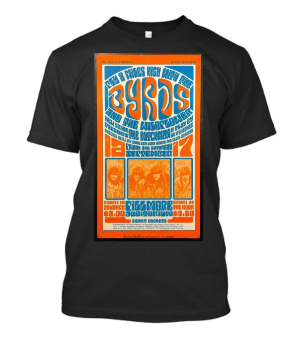 Bill Graham Presents Byrds And Wildflower September 1966 Fillmore Auditorium San Francisco T-Shirt