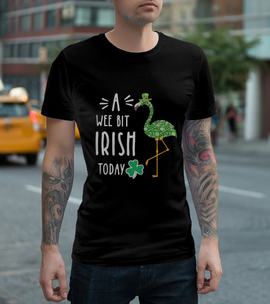 A Wee Bit Irish Today Flamingo Shamrock St Patrick’s Day T-Shirt