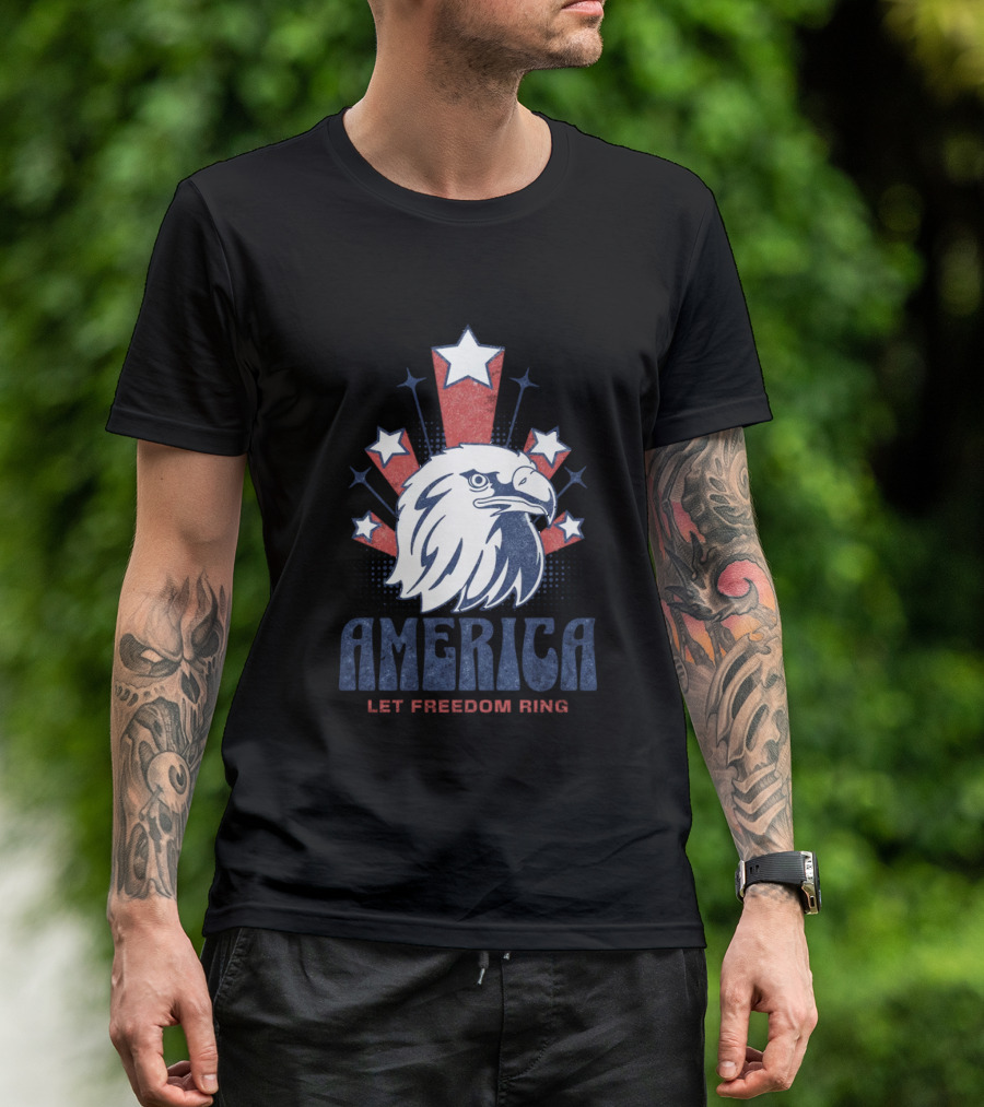 America Let Freedom Ring Bald Eagle Stars T-Shirt