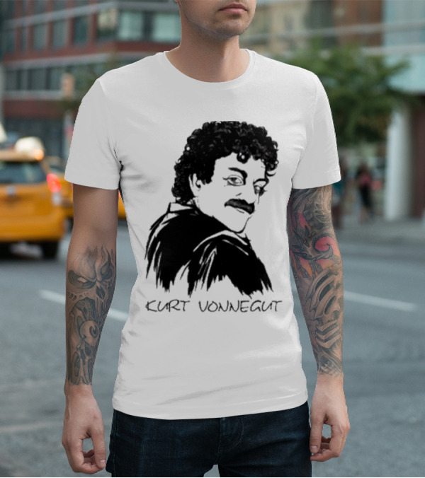 Kurt Vonnegut Black And White Stylized T-Shirt