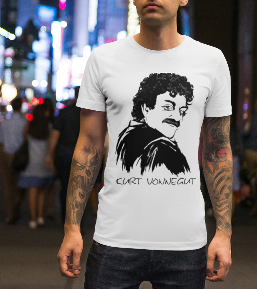 Kurt Vonnegut Black And White Stylized T-Shirt