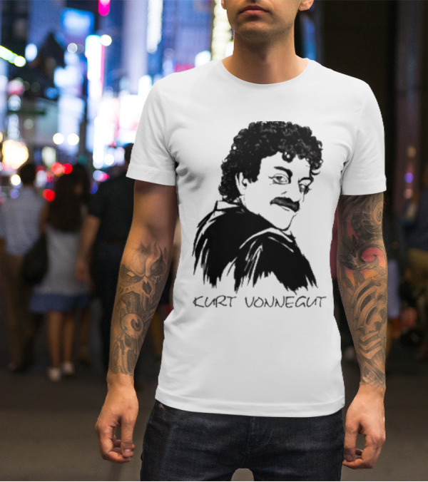 Kurt Vonnegut Black And White Stylized T-Shirt