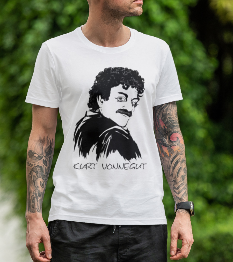 Kurt Vonnegut Black And White Stylized T-Shirt
