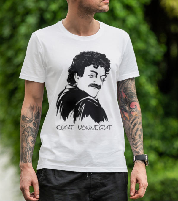 Kurt Vonnegut Black And White Stylized T-Shirt