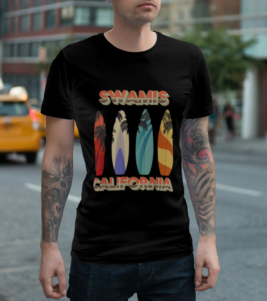 SWAMIS California Surfboard Palm Tree T-Shirt