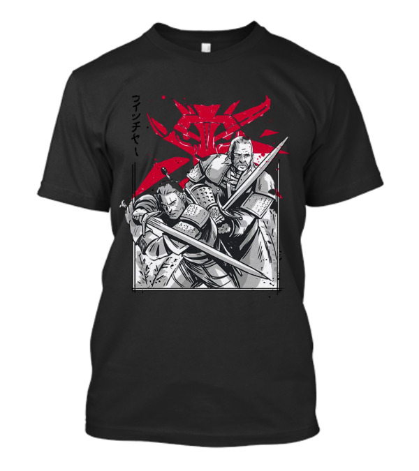Wild Hunt Sensei Kanji Swordsmen Red T-Shirt