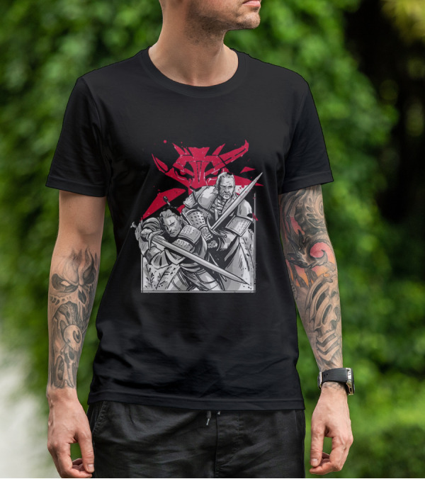 Wild Hunt Sensei Kanji Swordsmen Red T-Shirt