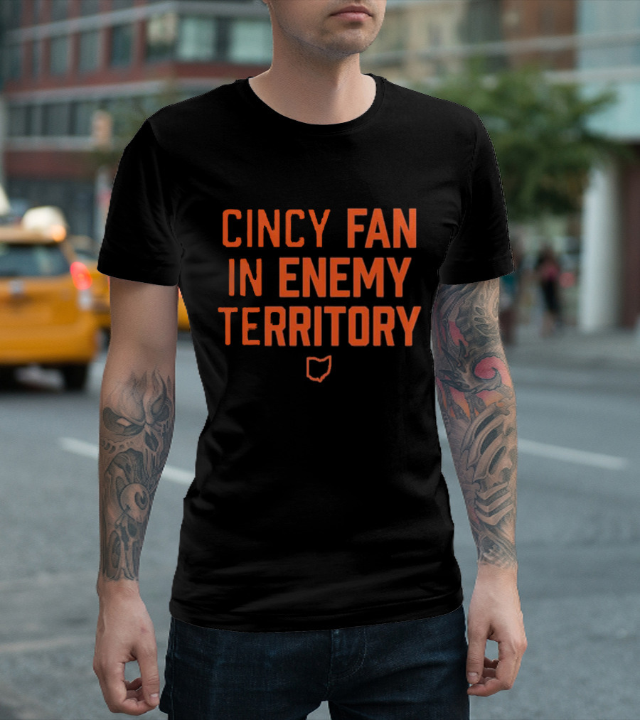 Cincy Fan In Enemy Territory Ohio Outline T-Shirt