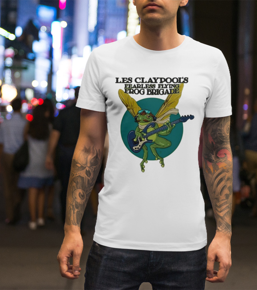 Les Claypool’s Fearless Flying Frog Brigade Flying Frog Playing Guitar T-Shirt