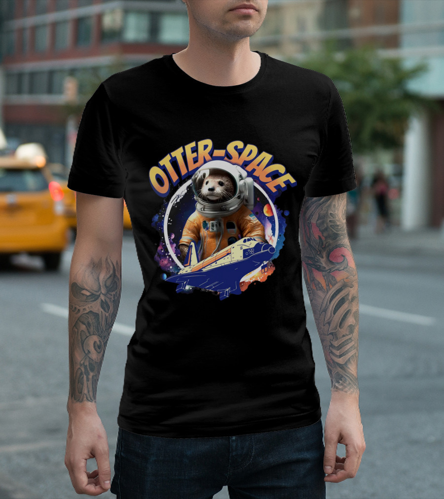 OTTER-SPACE Astronaut Otter In Space Shuttle Adventure T-Shirt