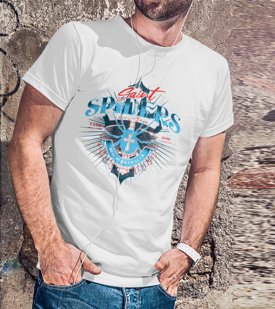 Saint Spiders Berlin Biker Club Estd 1986 Emblem T-Shirt