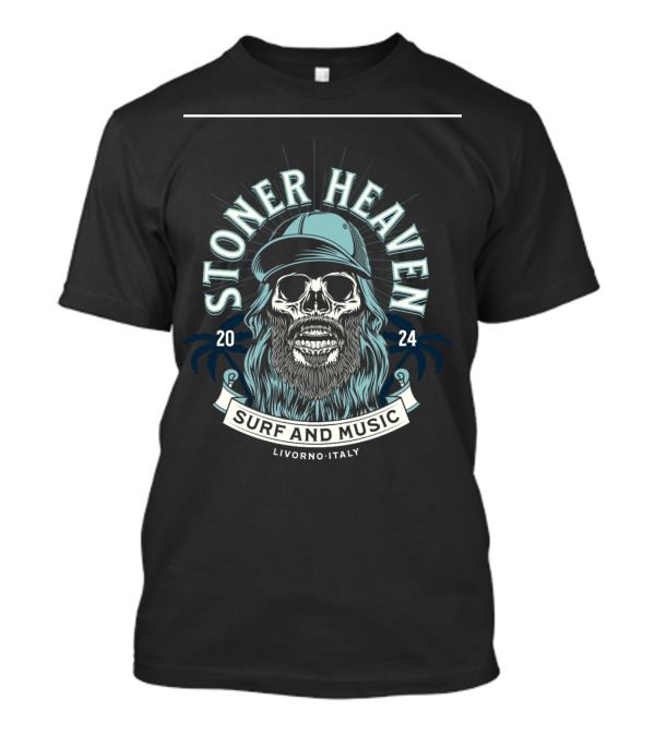 Stoner Heaven Surf And Music Skull With Cap Livorno Italy T-Shirt