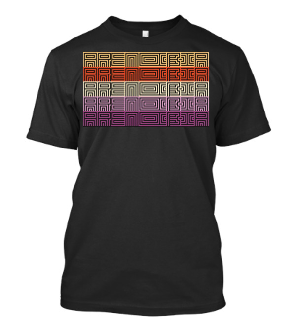 Arencibia Retro Geometric Pattern Text T-Shirt