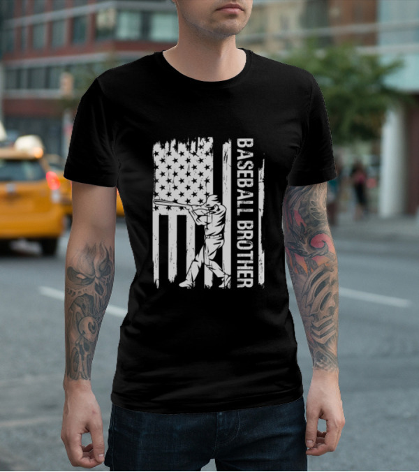 BASEBALL BROTHER USA FLAG CATCHER FATHER'S DAY T-Shirt