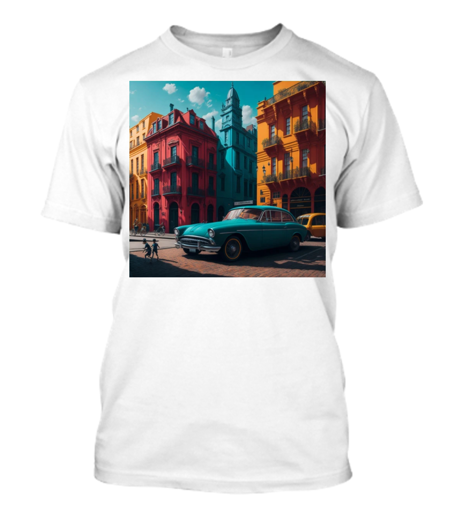 City Love Vintage Car Vibrant Architecture T-Shirt