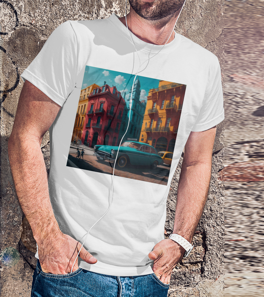 City Love Vintage Car Vibrant Architecture T-Shirt