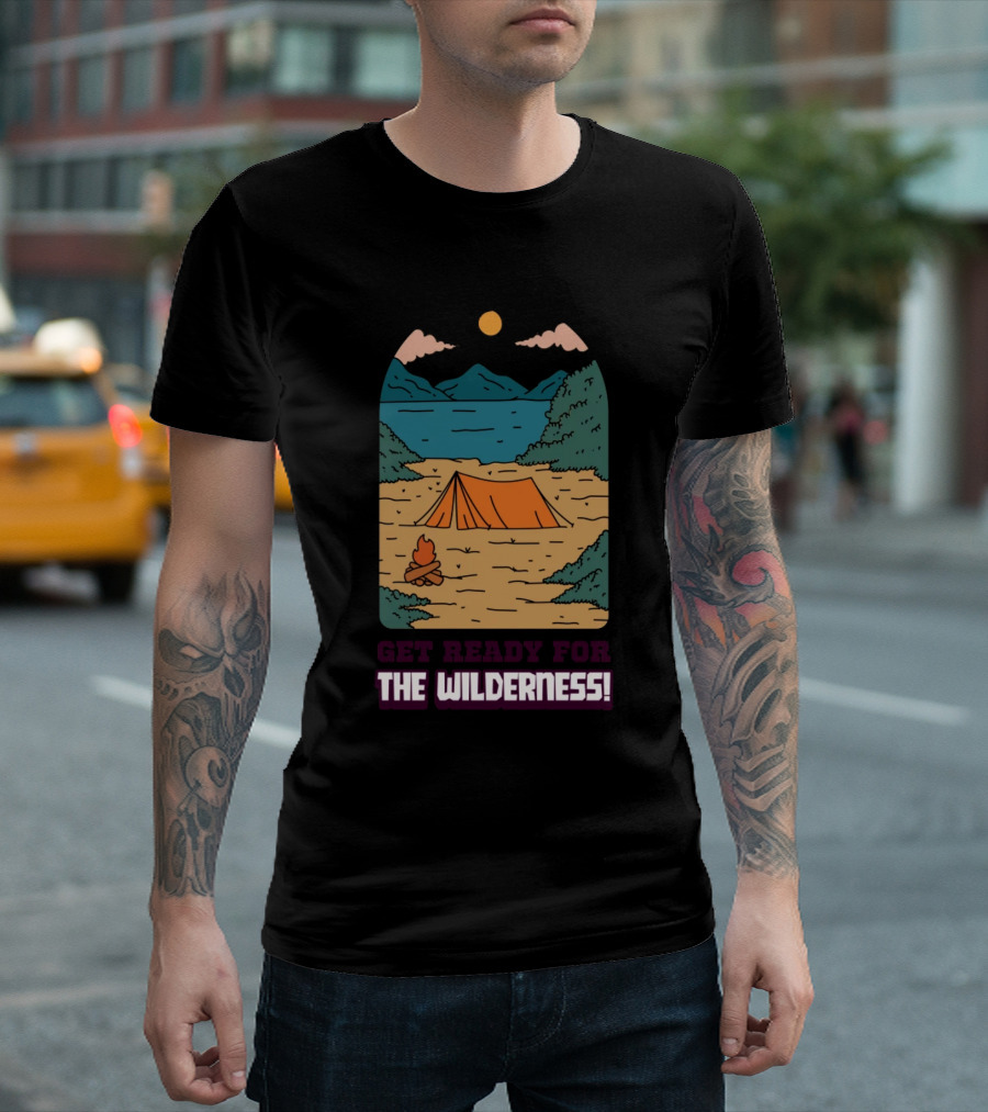 Get Ready For The Wilderness Camping Scene with Tent and Campfire T-Shirt