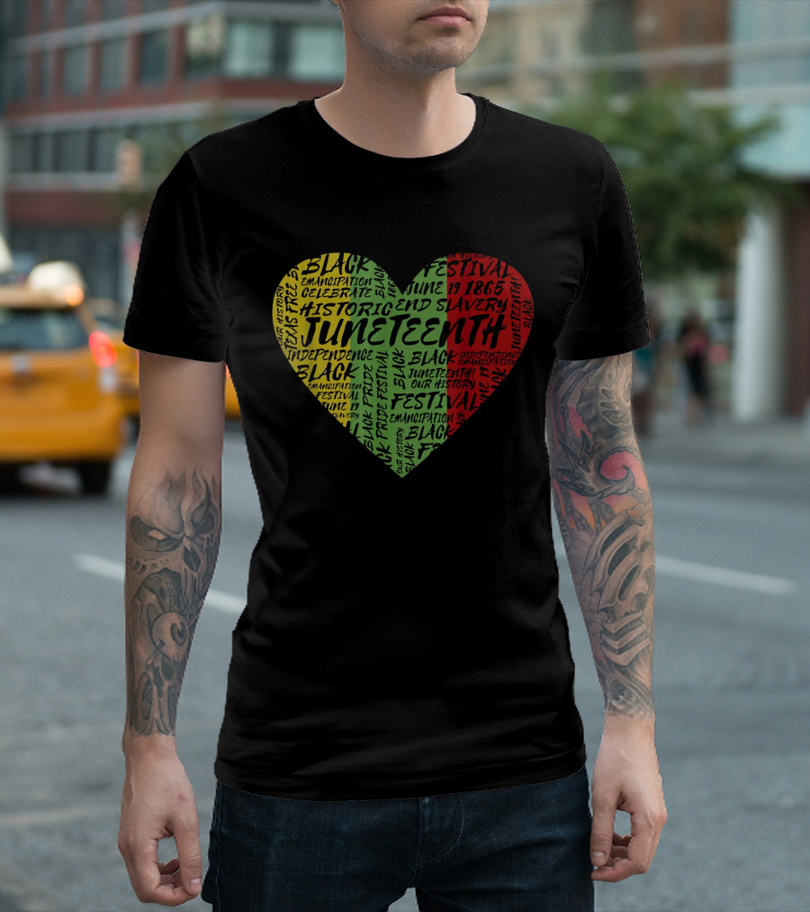 Juneteenth Heart Black Pride Emancipation Celebrate Independence 1865 Festival T-Shirt
