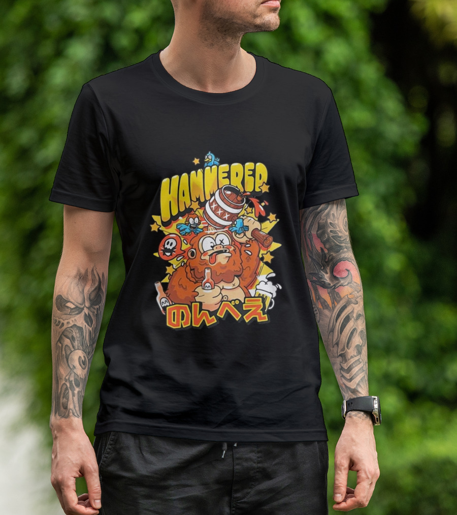 HAMMERED Cold Ones Merch Cartoon Character With Barrel And Birds T-Shirt