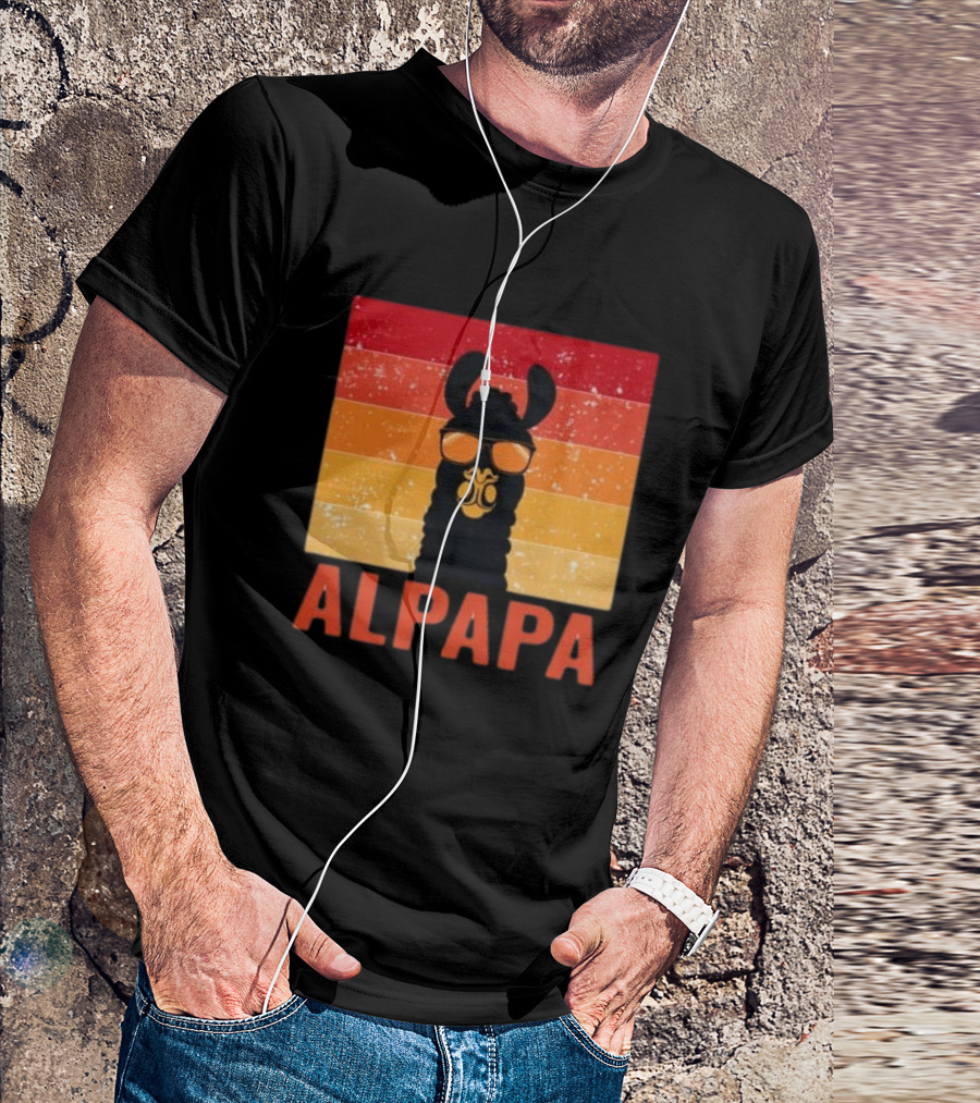 Vintage Groovy Alpapa Father's Day Llama T-Shirt