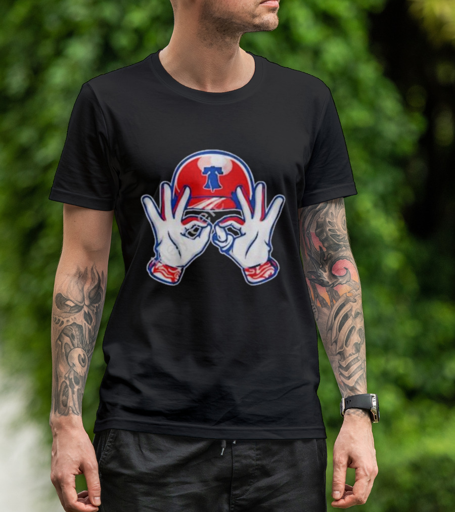Philadelphia Liberty Bell Baseball Hand Gesture T-Shirt