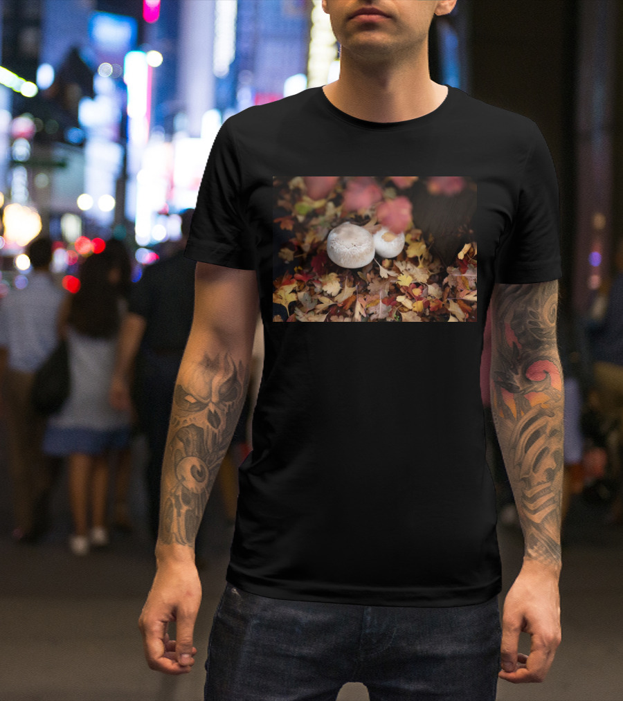 Autumn's Reward Mushrooms Amidst Fall Leaves T-Shirt