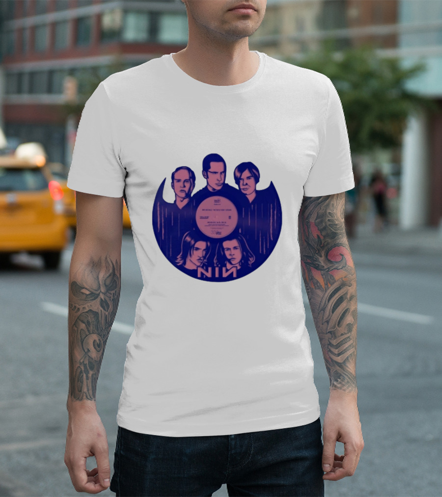 Nin Nine Inch Nails Band Vinyl Record T-Shirt