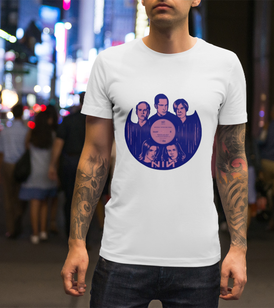 Nin Nine Inch Nails Band Vinyl Record T-Shirt