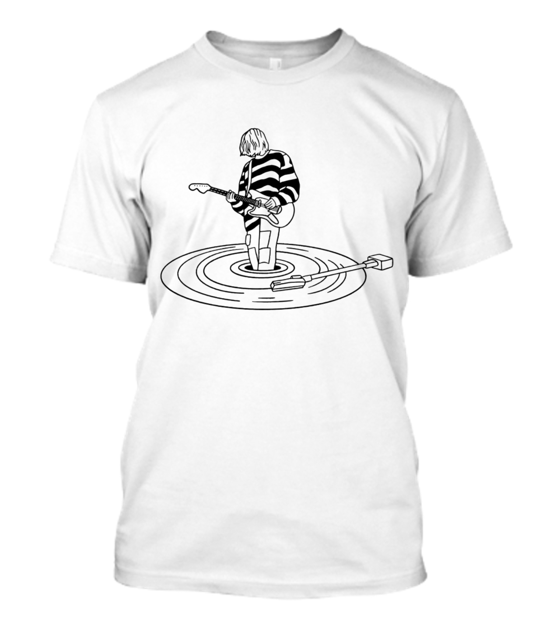 Vinyl Nirvana Vintage Aesthetic Guitar On Record Player T-Shirt