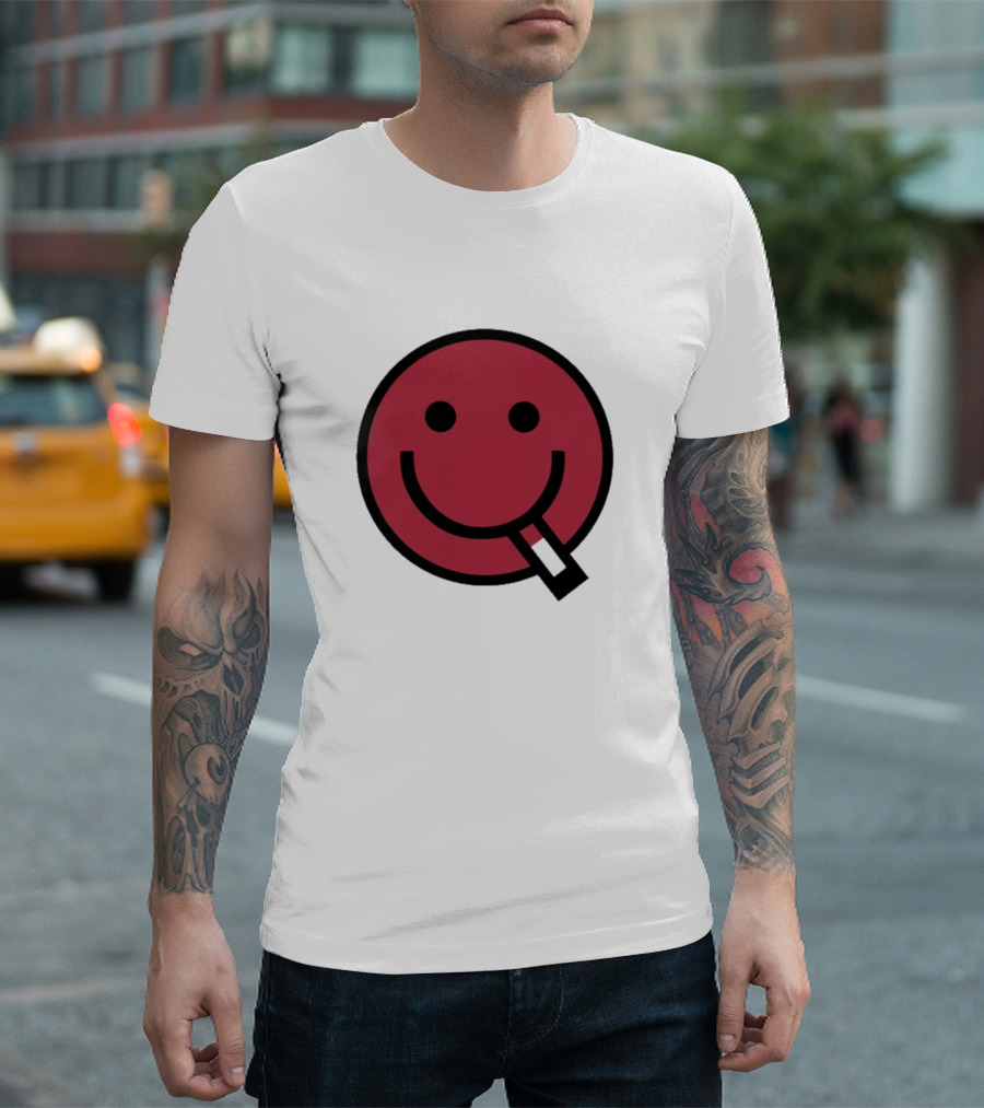 Devolver Digital Cyggy Smiley Face Icon with Cigarette T-Shirt