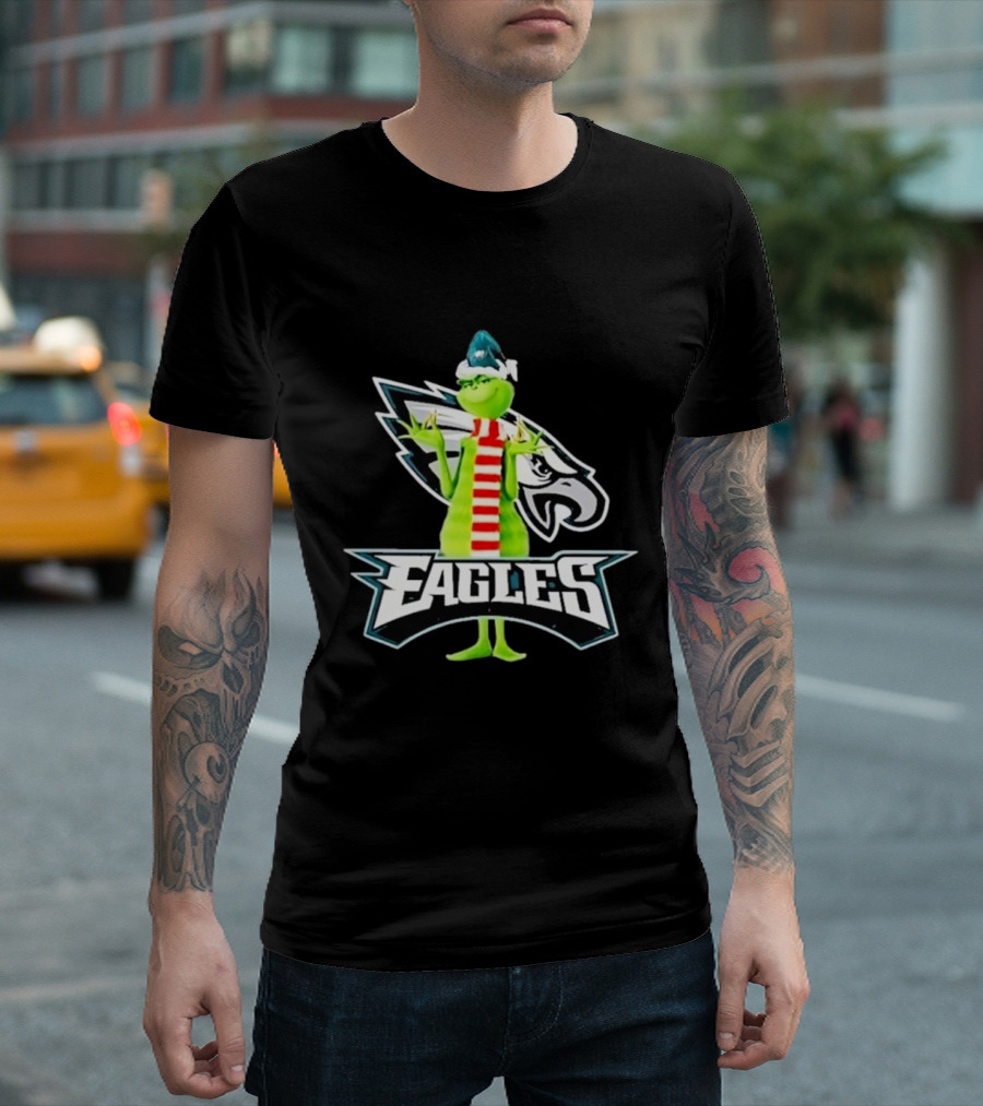 Grinch Philadelphia Eagles NFL Team Logo Combination T-Shirt