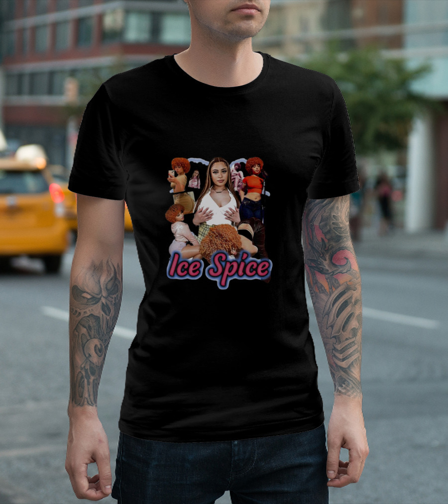 Ice Spice Vintage Hip-Hop Collage Style T-Shirt