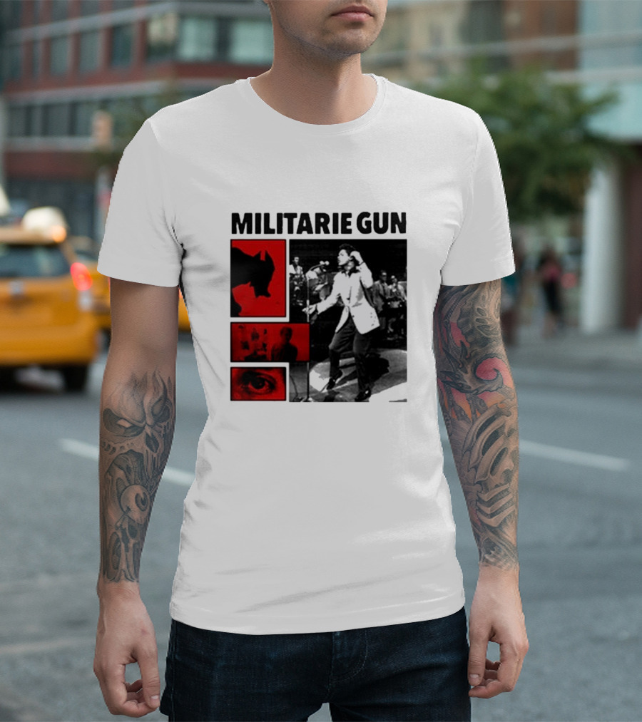 MILITARIE GUN Red Black Collage Performance T-Shirt